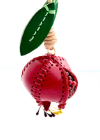 Pomegranate Genuine Leather Bag Charm, Keychain And Car Decor