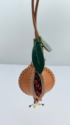 Pomegranate Genuine Leather Bag Charm, Keychain And Car Decor Yellow Mustard