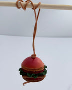 Burger Genuine Leather Bag Charm, Keychain And Car Decor