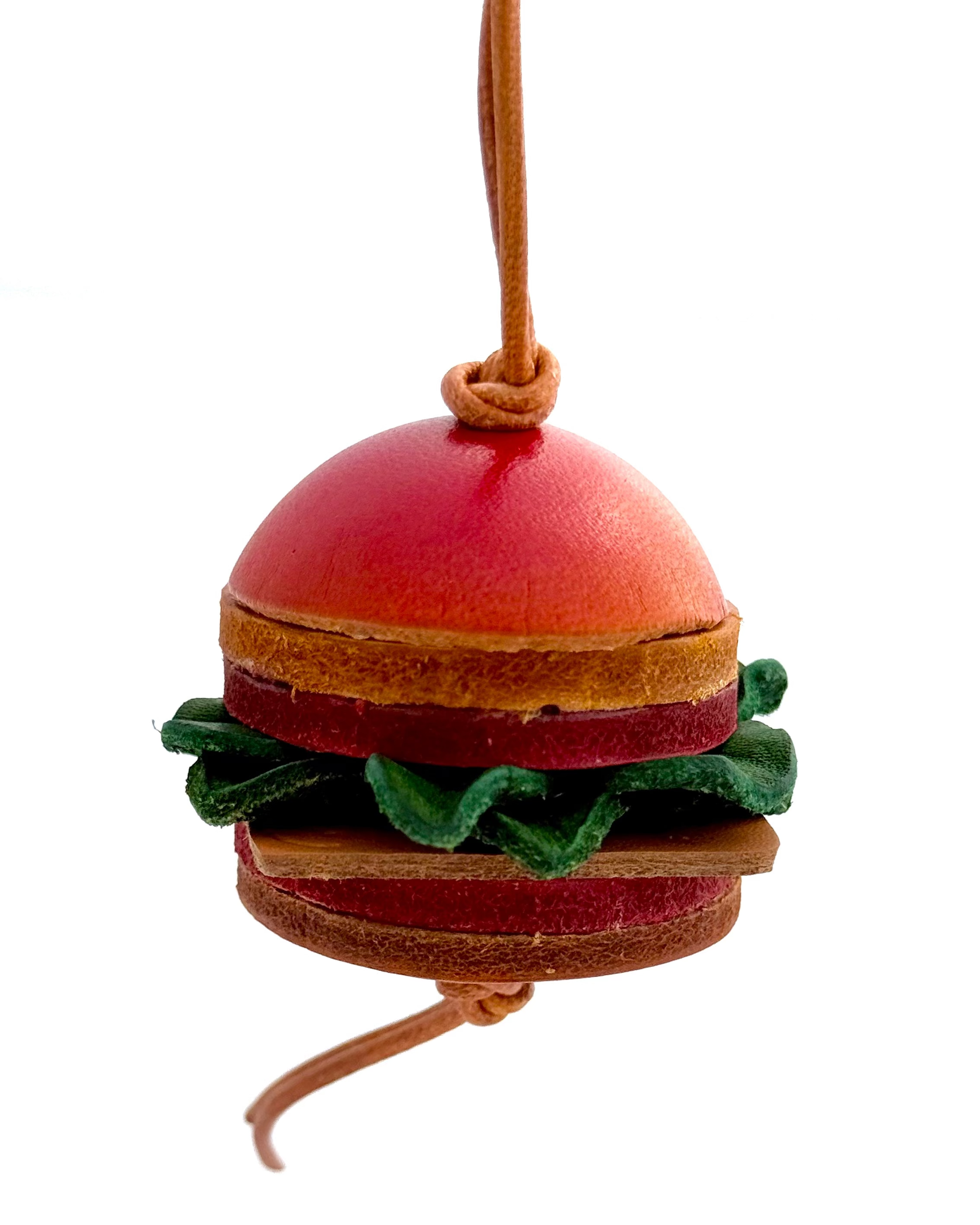 Burger Genuine Leather Bag Charm, Keychain And Car Decor