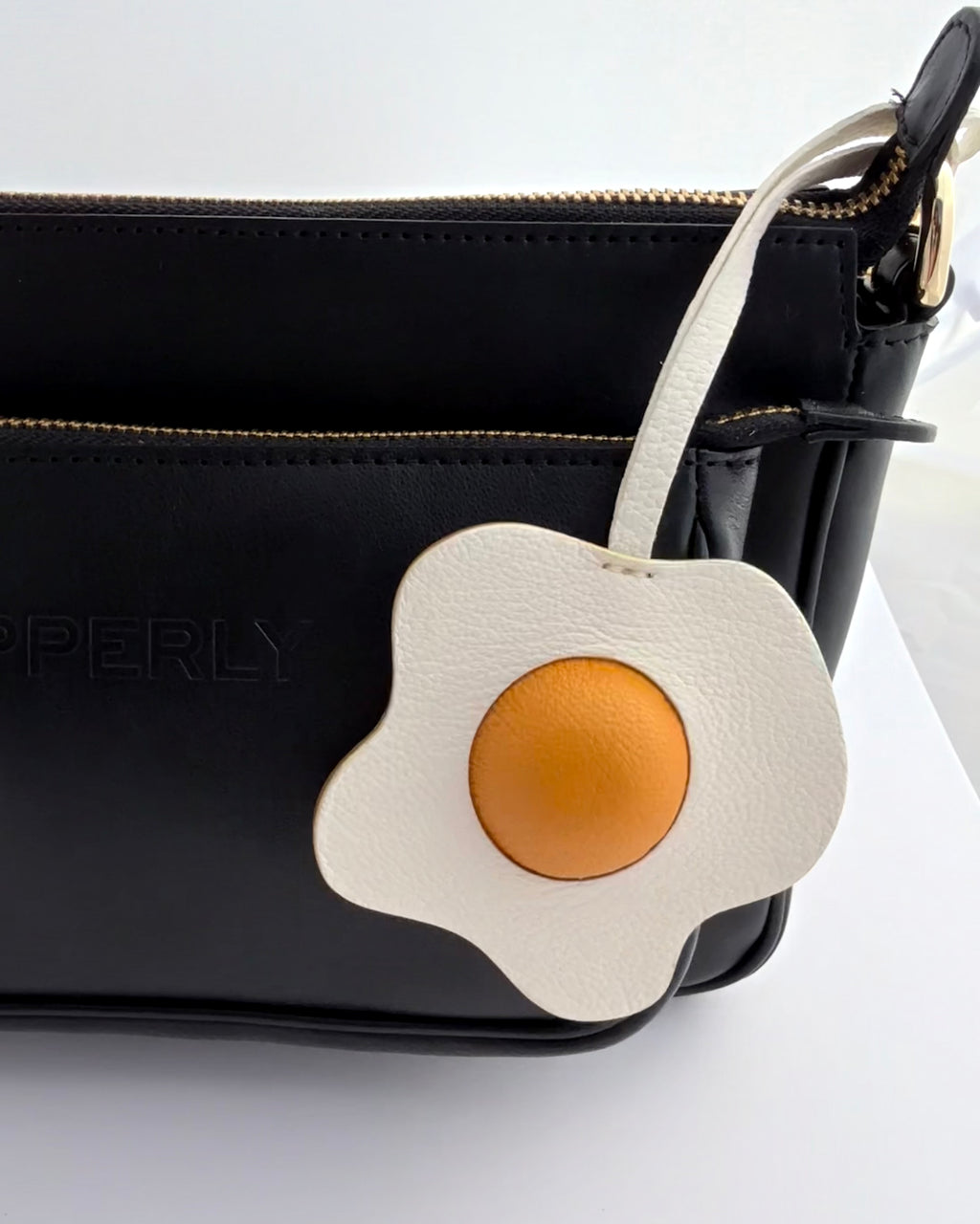 Egg Genuine Leather Bag Charm, Keychain And Car Decor and Sofy Black Bag
