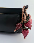 Strawberry Genuine Leather Bag Charm, Keychain And Car Decor
