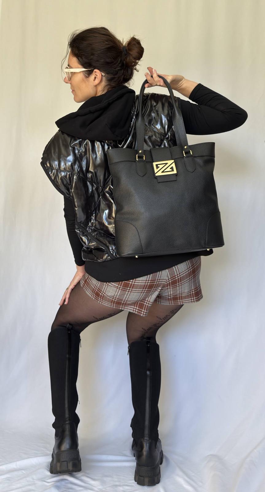 Zoey Bag – Bolsa Tote de Couro para Trabalho e Viagem – Couro Legítimo Italiano – Feita na Itália