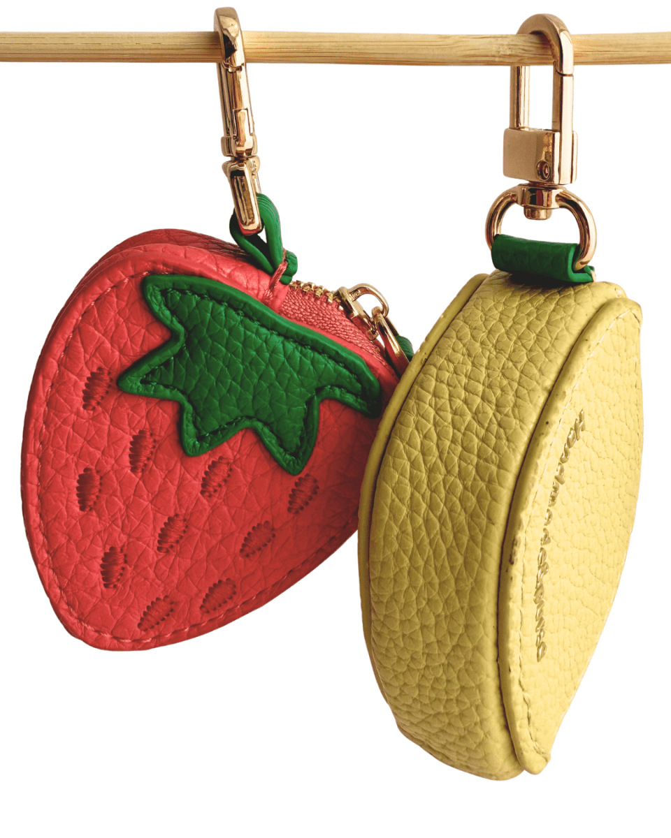 Strawberry and Lemon Leather AirTag Coin Holder Charms - ZIPPERLY