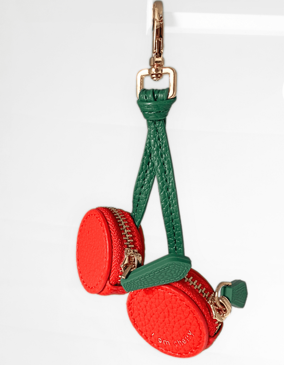 cherry leather airtag holder