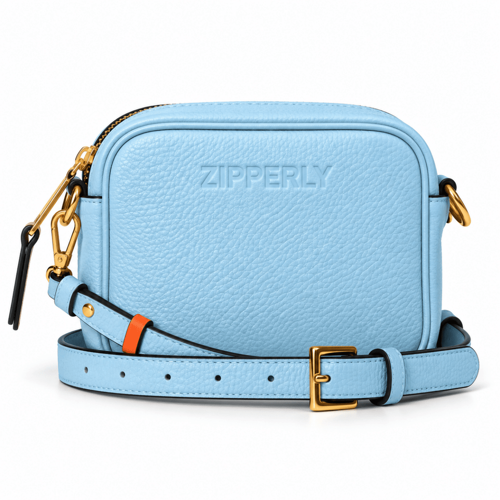 Mini Samy Small Italian Leather Crossbody Bag - ZIPPERLY - baby blue