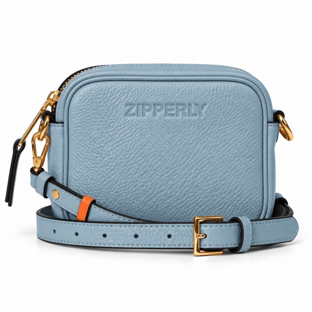Mini Samy Small Italian Leather Crossbody Bag - ZIPPERLY - greish blue