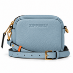 Mini Samy Small Italian Leather Crossbody Bag - ZIPPERLY - greish blue