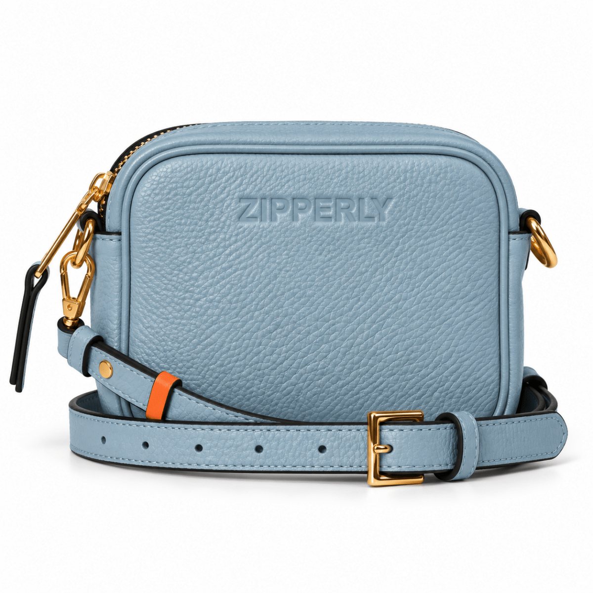 Mini Samy Small Italian Leather Crossbody Bag - ZIPPERLY - greish blue
