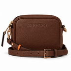 Mini Samy Small Italian Leather Crossbody Bag - ZIPPERLY - coffee brown