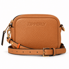 Mini Samy Small Italian Leather Crossbody Bag - ZIPPERLY - tan brown