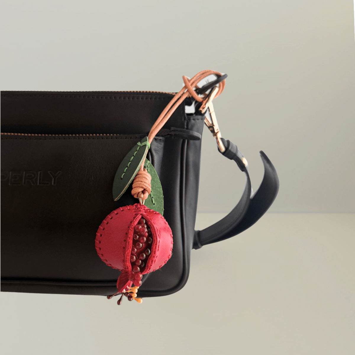 Pomegranate Genuine Leather Bag Charm, Keychain And Car Decor - ZIPPERLY