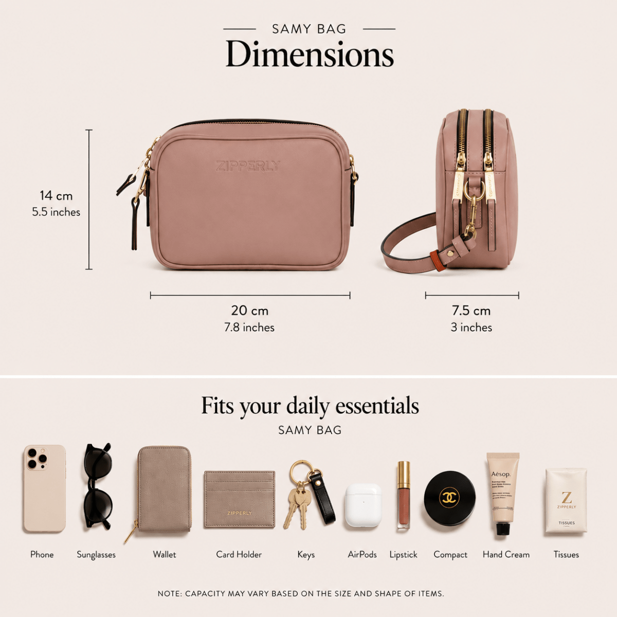 Samy Bag - Italian Genuine Leather - Crossbody / Shoulder Bag - Made in Italy - ZIPPERLY