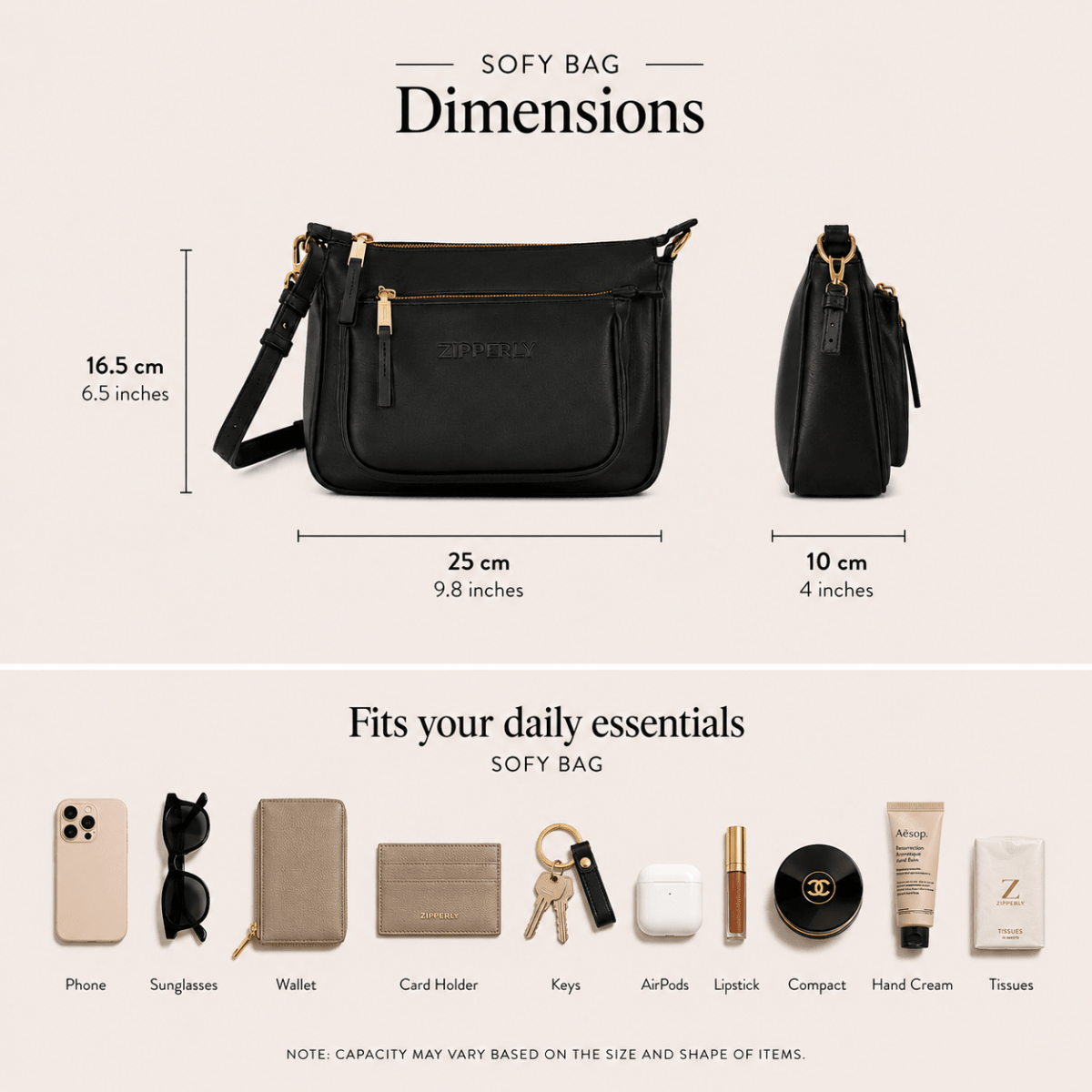 Sofy Bag - Italian Genuine Leather - Crossbody / Shoulder Bag - Made in Italy - ZIPPERLY